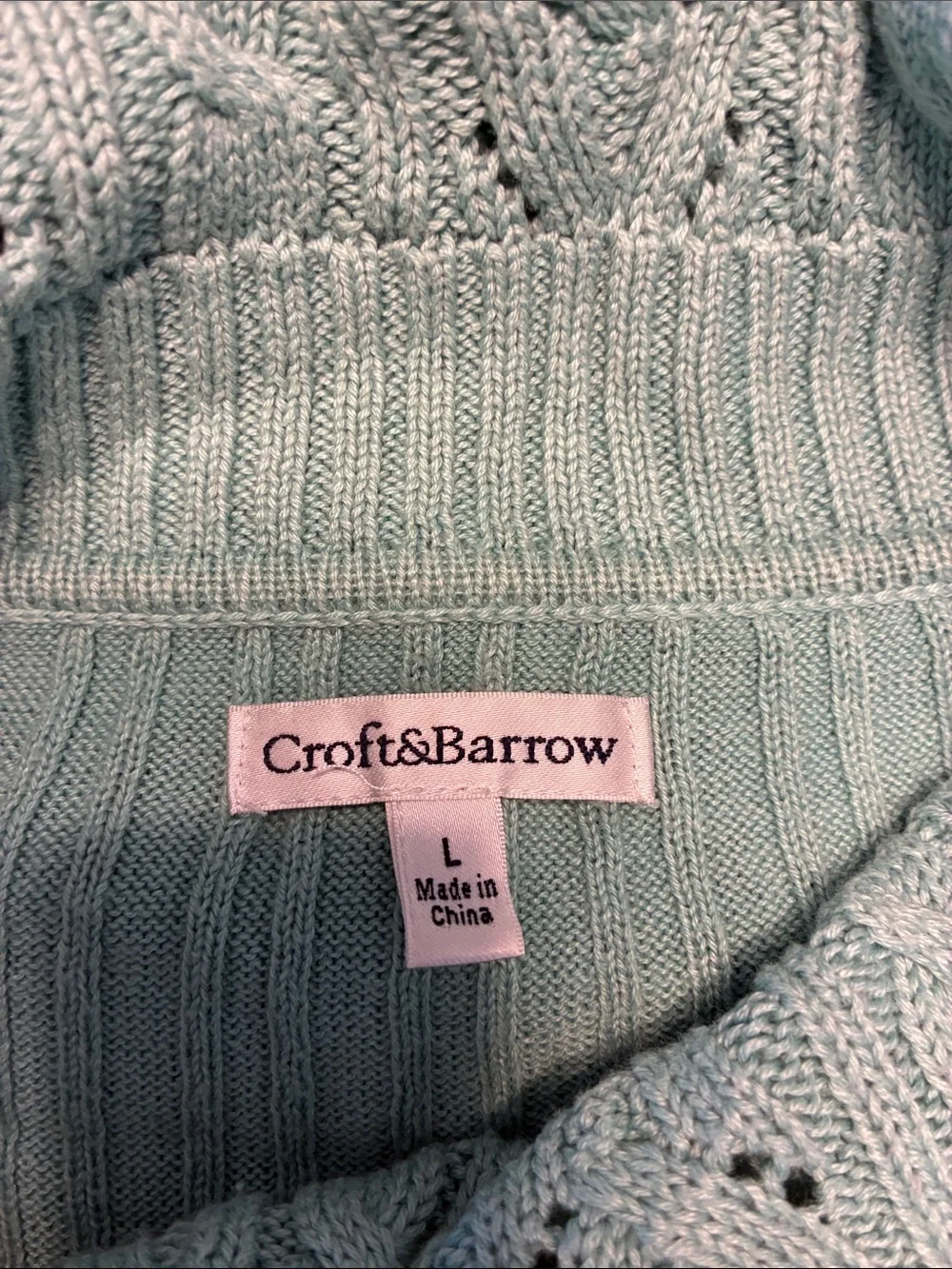 croft & barrow Mint Ribbed Cowl Neck Sweater